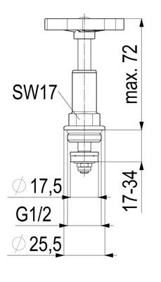 Schloesser Oberteil, mit Handrad 1/2", für Freistromventil DIN-DVGW, Material Messing Bild 4