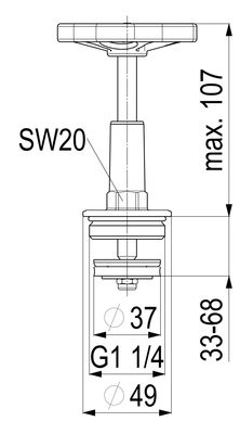Schloesser Oberteil, mit Handrad 1 1/4", für Freistromventil DIN-DVGW, Material Messing Bild 5