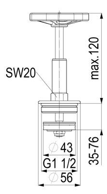 Schloesser Oberteil, mit Handrad 1 1/2", für Freistromventil DIN-DVGW, Material Messing Bild 5