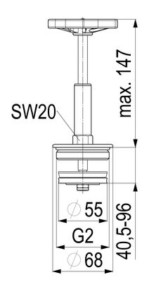 Schloesser Oberteil, mit Handrad 2", für Freistromventil DIN-DVGW, Material Messing Bild 5