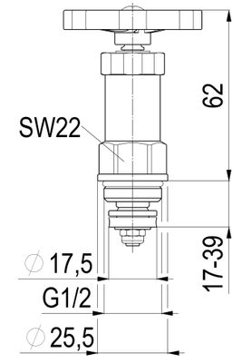 Schloesser Oberteil, mit Handrad 1/2", mit nichtsteigender Spindel, Material Messing Bild 4