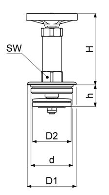 Schloesser Oberteil, mit Handrad 2 1/2", mit nichtsteigender Spindel, Material Messing Bild 4