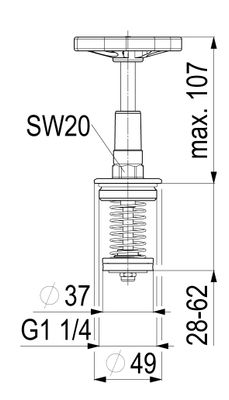 Schloesser Oberteil, mit Handrad 1 1/4", für KFR-Ventil, Material Messing Bild 5