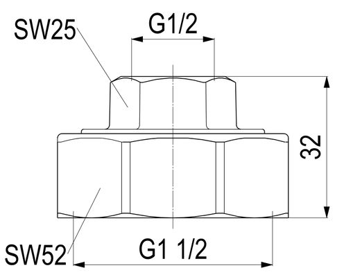 Schloesser Abgangsverschraubung für Abzweig-T-Ventile 1" x 1/2" für Stahlrohr, Material Messing Bild 3