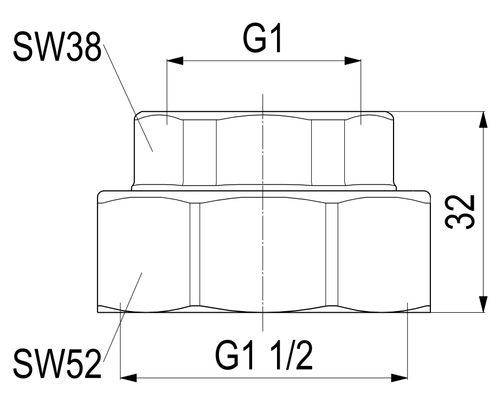 Schloesser Abgangsverschraubung für Abzweig-T-Ventile 1" x 1" für Stahlrohr, Material Messing Bild 3
