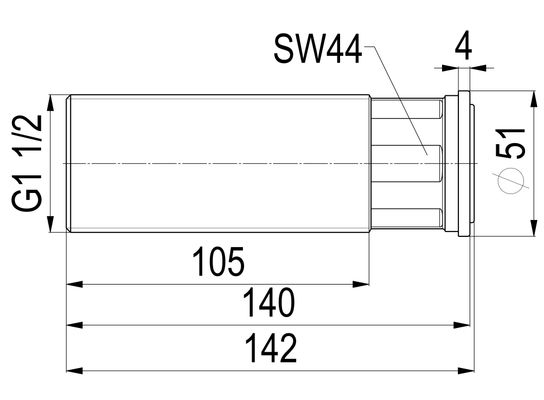 Schloesser Zwischenstück ablaengbar, für Abzweig-T-Ventile Eingang 1 1/2", 140 mm Bild 3