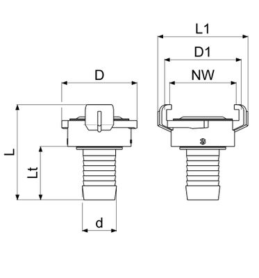 Schloesser JS SCHNELLKUPPLUNG, FüR SCHLAUCH -3/4", KTW+W270, DN 20, Material Messing Bild 4