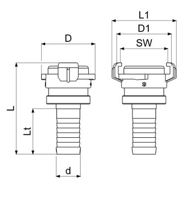 Schloesser JS SCHNELLKUPPLUNG, MIT KONTER-MU,3/4", KTW+W270, DN 20, Material Messing Bild 4