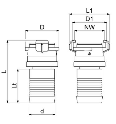 Schloesser JS SCHNELLKUPPLUNG, MIT KONTER-MU,1 1/4", KTW+W270, DN 32, Material Messing Bild 4