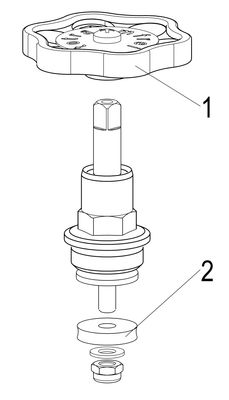 Schloesser Oberteil, mit Handrad 1/2", Material Messing Bild 3