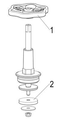 Schloesser Oberteil, mit Handrad 1 1/4", für Freistromventil DIN-DVGW, Material Messing Bild 4