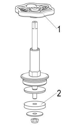Schloesser Oberteil, mit Handrad 1 1/2", für Freistromventil DIN-DVGW, Material Messing Bild 4