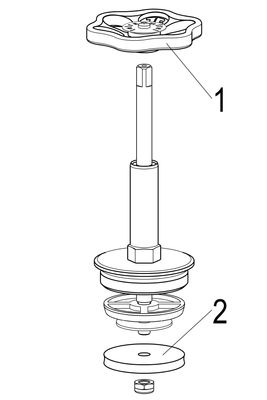 Schloesser Oberteil, mit Handrad 2", für Freistromventil DIN-DVGW, Material Messing Bild 4