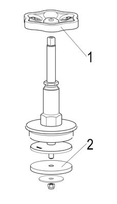 Schloesser Oberteil, mit Handrad 2 1/2", für Schraegsitzventile, Material Messing Bild 4