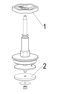 Schloesser Oberteil, mit Handrad 3", für Schraegsitzventile, Material Messing Bild 4