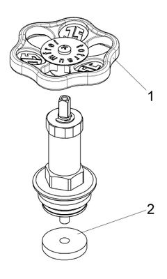 Schloesser Oberteil, mit Handrad 2 1/2", mit nichtsteigender Spindel, Material Messing Bild 3