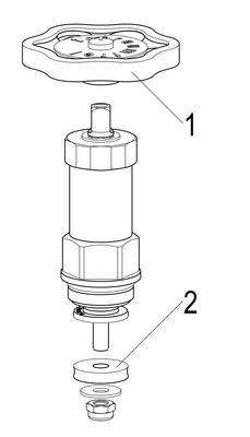 Schloesser Oberteil, mit Handrad 1/2", mit nichtsteigender Spindel, Material Messing Bild 3