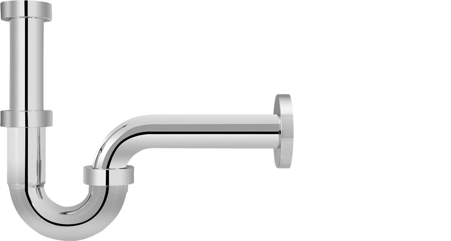 Schmidt Röhrengeruchverschluss 1 1/4" x 32 mm Abgangsrohr 185 mm, ABS verchromt, Farbe chrom Bild 1