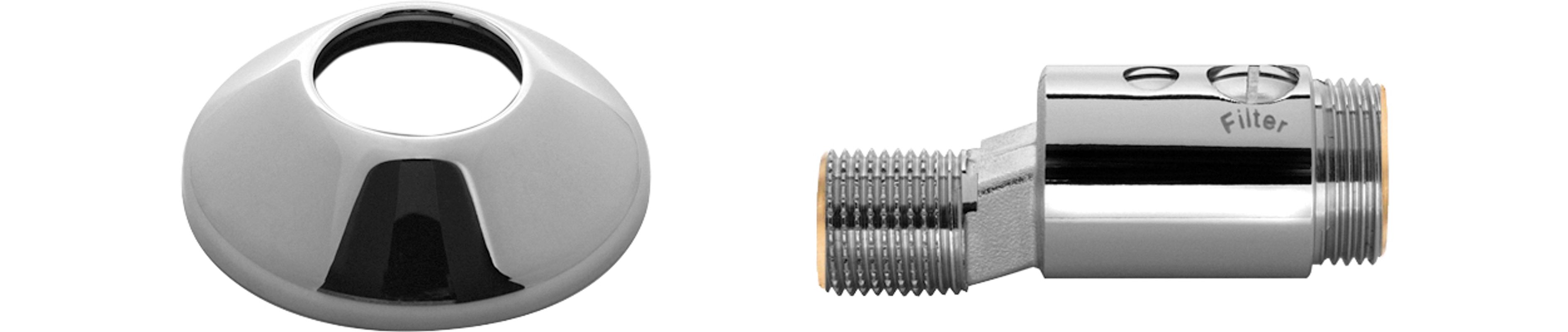 P&M S-Anschluss 1/, 2" x 3 / 4", mit Schraubrosette, absperrbar, Verstellbereich: 10 mm, Farbe chrom Bild 1