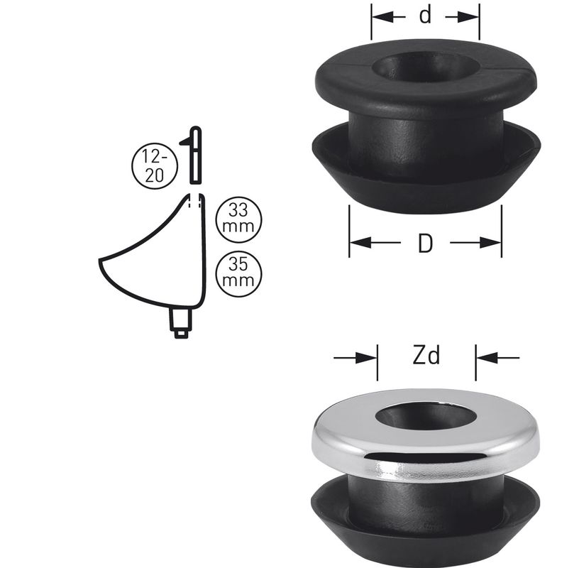 Schmidt Spülrohrverbinder Gummi weiss für Urinal S.Locheinlauf mit Rosette Loch-D. 12,5 mm, Farbe weiß Bild 1