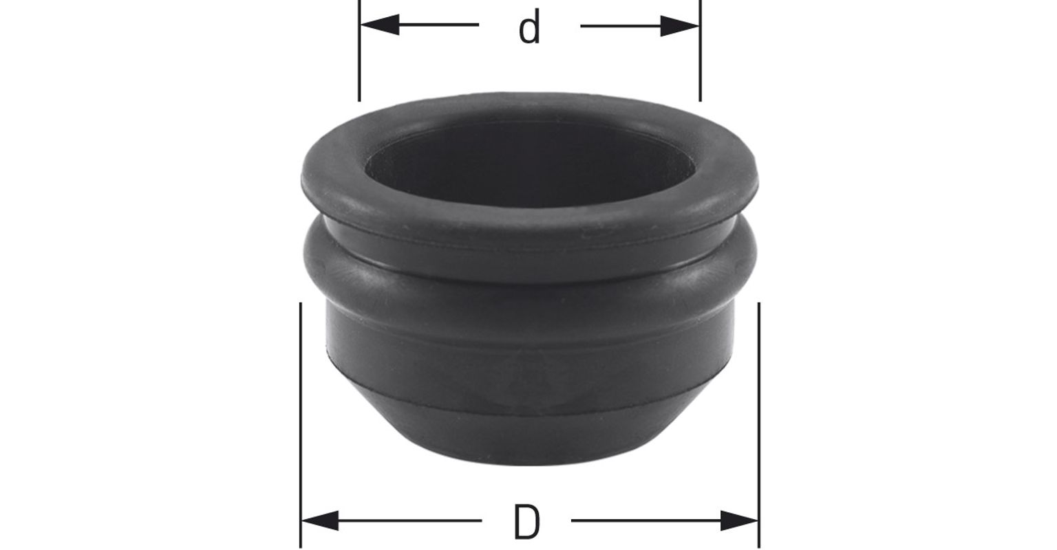 Schmidt Gummi-Nippel, mit Sickenwulst, für HT-Muffe x 1 1/4"/32 mm, DN 40, Farbe schwarz Bild 1