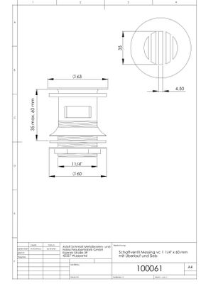 P&M Siebventil, mit Überlauf, 1 1/4", Durchmesser: 60 mm, Länge: 70 mm, 63 mm, Farbe chrom Bild 3