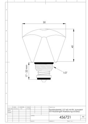 Schmidt Sanitaer-Oberteil 1/2", mit Rückschlagkegel, Farbe silberfarben Bild 2
