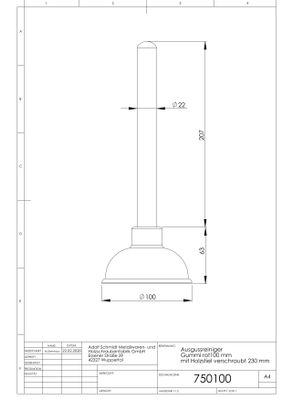 Schmidt Ausgussreiniger 115 mm, mit Holzstiel Bild 2