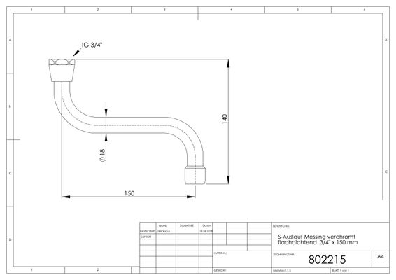 Schmidt Universal-Schwenkauslauf "S" 3/4" mit Strahlregler, Ausladung 150 mm, Farbe silberfarben Bild 2