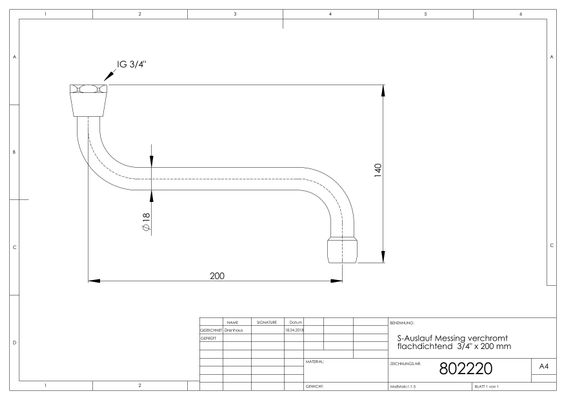 Schmidt Universal-Schwenkauslauf "S" 3/4" mit Strahlregler, Ausladung 200 mm, Farbe silberfarben Bild 2