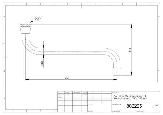 Schmidt Universal-Schwenkauslauf "S" 3/4" mit Strahlregler, Ausladung 250 mm, Farbe silberfarben Bild 2
