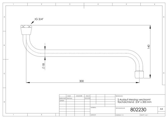Schmidt Universal-Schwenkauslauf "S" 3/4" mit Strahlregler, Ausladung 300 mm, Farbe silberfarben Bild 2