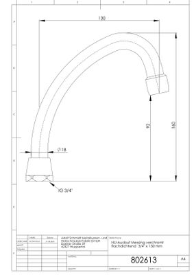 Schmidt Universal-Schwenkauslauf "ST" 3/4" mit Strahlregler, Ausladung 130 mm, Farbe silberfarben Bild 3