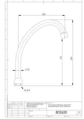 Schmidt Universal-Schwenkauslauf "ST" 3/4" mit Strahlregler, Ausladung 200 mm, Farbe silberfarben Bild 3
