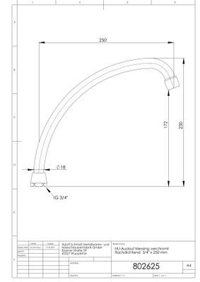 Schmidt Universal-Schwenkauslauf "ST" 3/4" mit Strahlregler, Ausladung 250 mm, Farbe silberfarben Bild 3