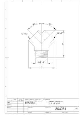 Schmidt Gabelstück AG 1/2" x IG 1/2" x IG 1/2" für einfache Zapfstellen verchromt, Farbe chrom Bild 2