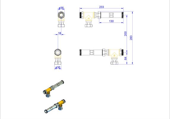 Strawa Verbindungs-T-Stück-Set 1'' AG x 1'' ÜW x 1'' AG Länge 233 mm Bild 2