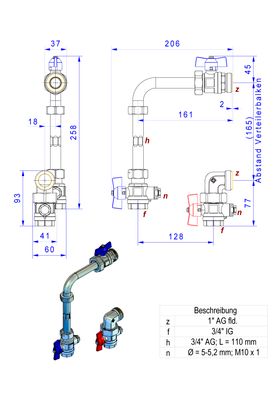 Strawa Anschlussgarnitur e-class AG 3/4'' LV-WMZ-2F-lang Bild 2