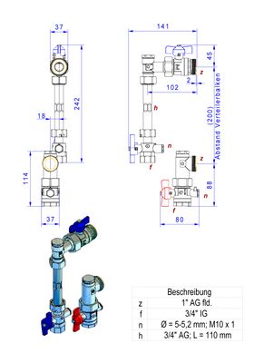 Strawa Anschlussgarnitur e-class AG 3/4'' V-WMZ-2F Bild 2