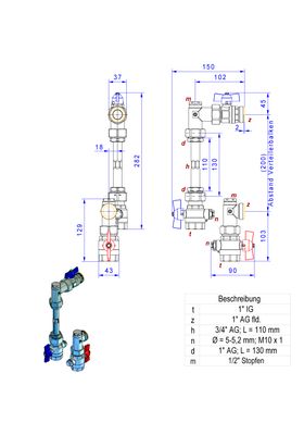Strawa Anschlussgarnitur e-class AG 1'' V-WMZ-2F variabel Bild 2