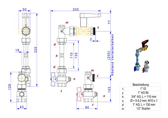 Strawa Anschlussgarnitur e-class AG 1" V-WMZ-2F-SRV20 variabel Bild 2