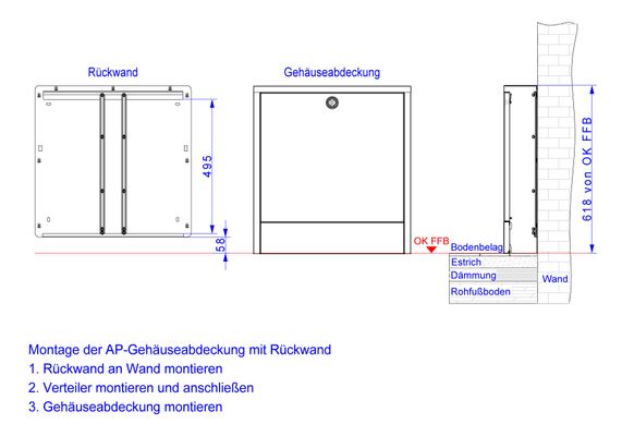 Strawa AP-Gehaeuseabdeckung 0,5 / RAL 9016, 496 x 125 mm, Farbe weiß Bild 3