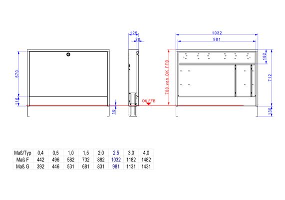 Strawa Comfortschrank AP-Schrank 66 2,5 RAL 9016, 1032 x 125 mm, Farbe weiß Bild 2