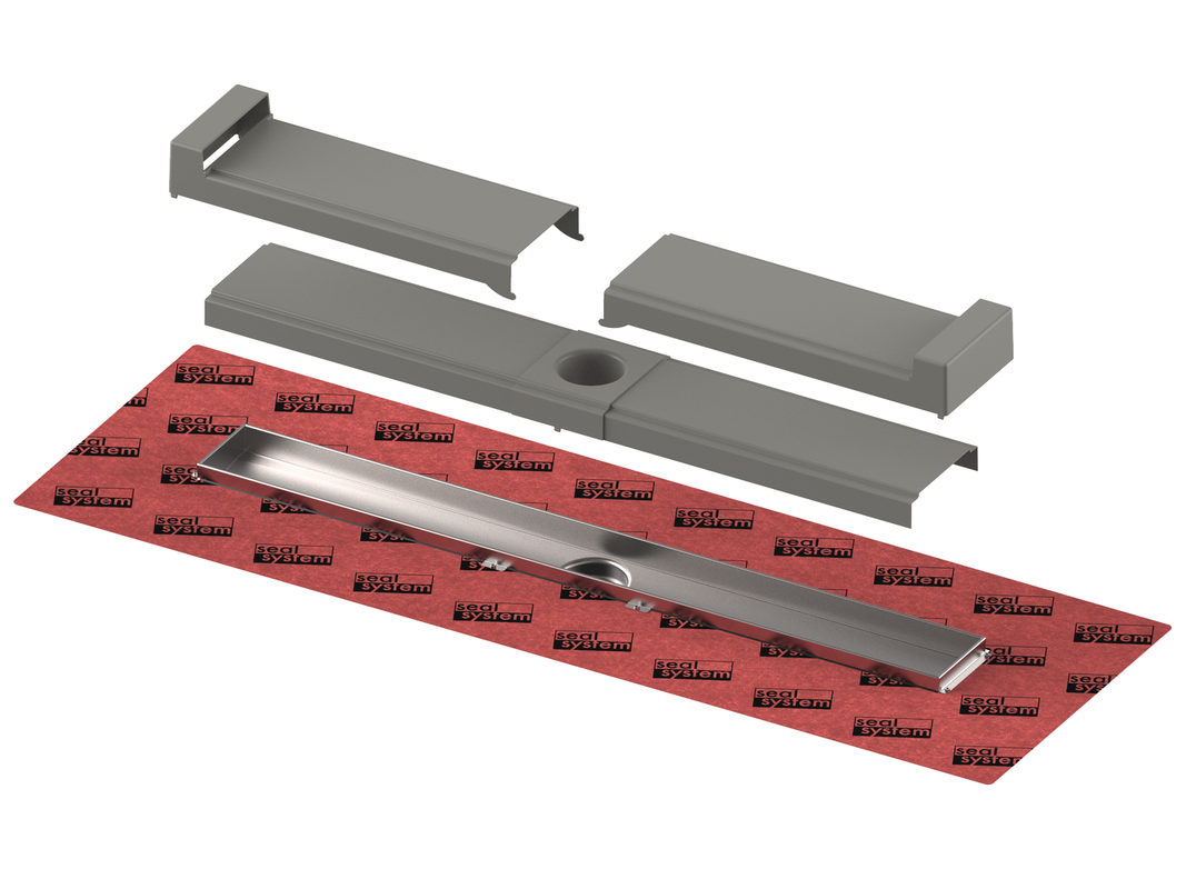 Tece drainline-Evo Duschrinne, 900 mm befestigte Seal System Dichtmanschette, 68 x 893 x 111 mm, Farbe silber Bild 1