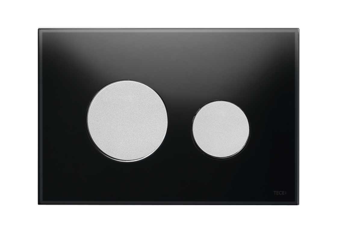 Tece loop WC-Betätigungsplatte Zweimengen Glas schwarz glzd. Tasten chrom, 150 x 220 mm, Farbe schwarz, chrom Bild 1