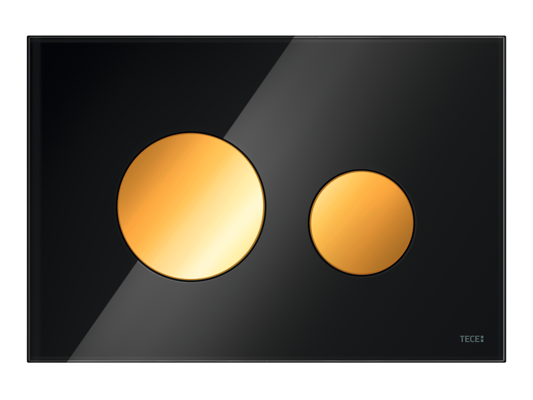 Tece loop WC-Betätigungsplatte Glas, Tasten gold, Farbe schwarz Bild 1