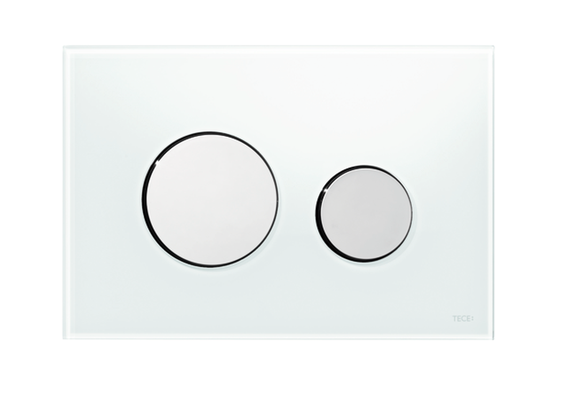Tece loop WC-Betätigungsplatte Glas, Tasten chrom glaenzend, 150 x 220 mm, Farbe weiß Bild 1