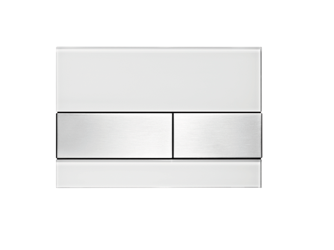 Tece square WC-Betätigungsplatte Glas, Tasten Edelstahl gebürstet, 150 x 220 mm, Farbe weiß Bild 1