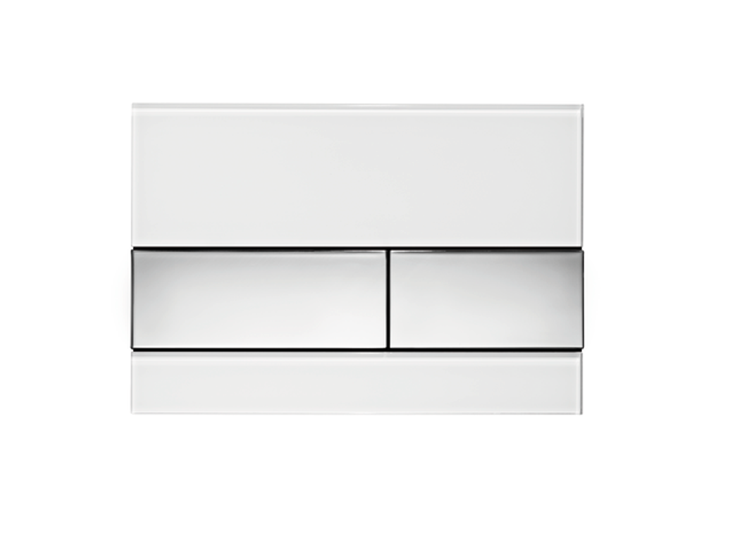 Tece square WC-Betätigungsplatte Glas, Tasten chrom glaenzend, 150 x 220 mm, Farbe weiß Bild 1