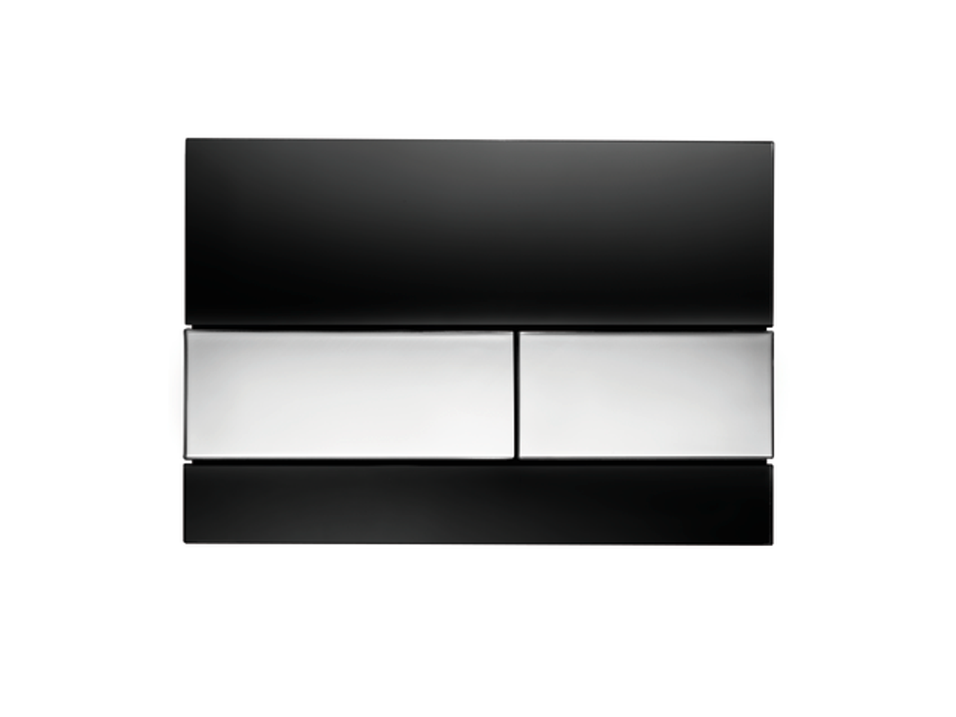 Tece square WC-Betätigungsplatte Glas schwarz, Tasten chrom glaenzend, 150 x 220 mm, Farbe schwarz, chrom Bild 1